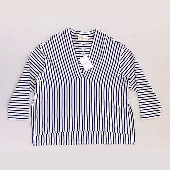 PORTSPURE Cotton Knit V-neck Sweater, 42 - Picture 2 of 11